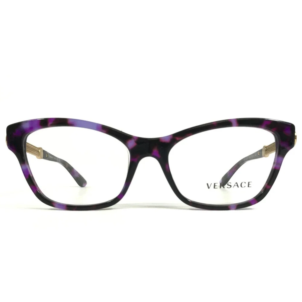 Versace Eyeglasses Frames MOD.3214 5152 Purple Tortoise Gold Cat Eye 52-16-140